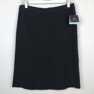 Ming Wang Knee-Length Straight Knit Skirt Black M